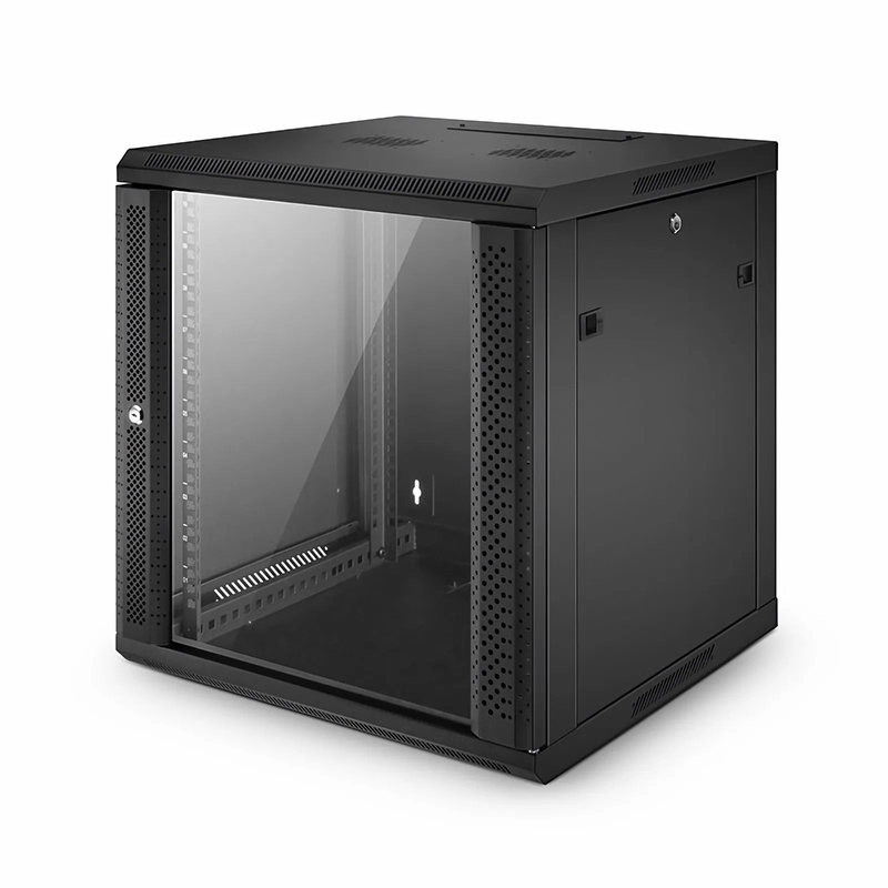 SFPS 12U GW600-Series 19" 4-Rails Wall Mount Cabinet with Glass Front Door SFPS