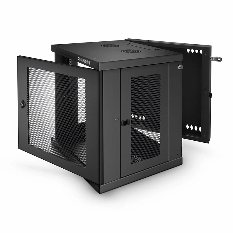SFPS 12U GV600-Series 19" 4-Rails Wall Mount Cabinet with Vented Front Door, Hinged Back SFPS