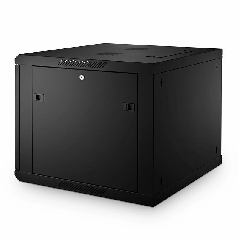 SFPS 9U GW600-Series 19" 4-Post Wall Mount Cabinet with Glass Front Door SFPS