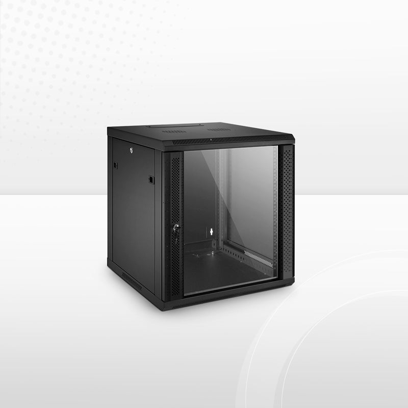 SFPS 12U GW600-Series 19" 4-Rails Wall Mount Cabinet with Glass Front Door SFPS