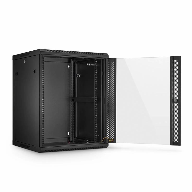 SFPS 15U GW600-Series 19" 4-Post Wall Mount Cabinet with Glass Front Door SFPS