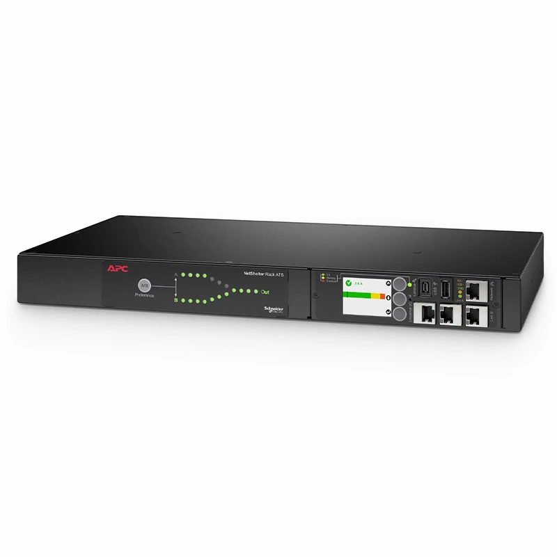 SFPS APCA® NetShelter Rack Automatic Transfer Switch, 1U, 16A, 230V, 2 C20 IN, 8 C13, 1 C19 OUT SFPS