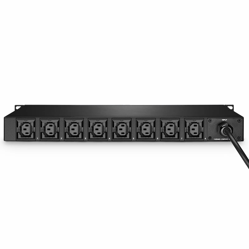 SFPS 1.20kW Single-Phase 10A/120V Monitored Rack PDU, 8 x C13 Outlets, IEC320 C14 Plug, 6.6ft Cord, 1U Rack-Mount SFPS