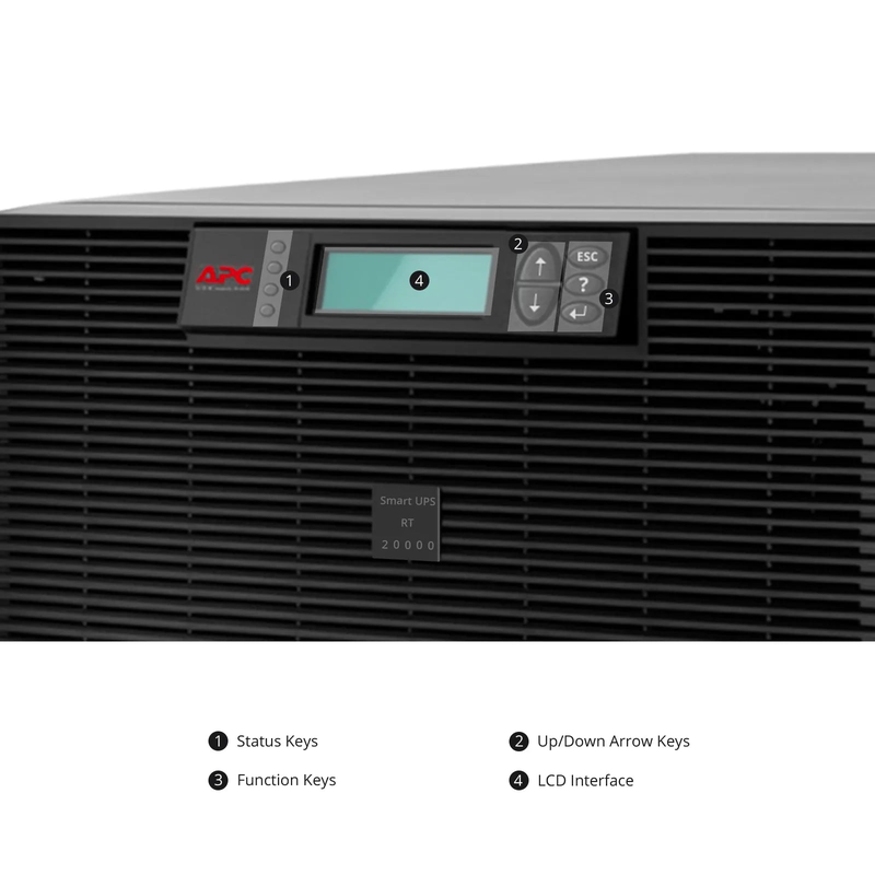 SFPS APC Smart-UPS RT, 20kVA/16kW, 208V, 4 x L6-20R & 2 x L6-30R NEMA Outlets, LCD & SmartSlot, 4 Replaceable Battery Modules Included, Rack 12U SFPS
