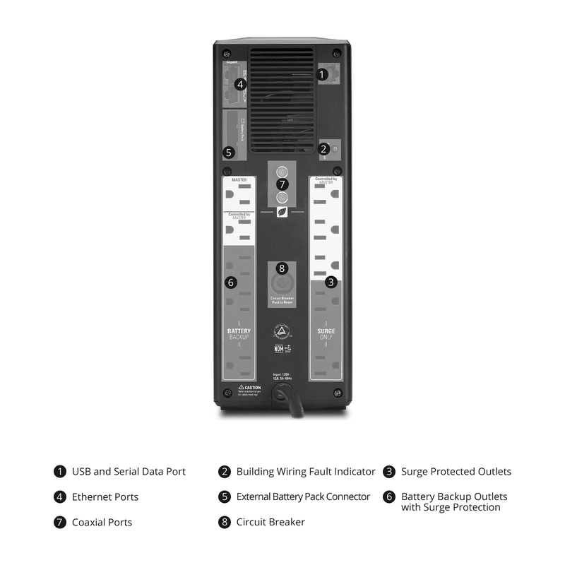 SFPS APC Back-UPS Pro, 1500VA/865W, 120V, 10 x NEMA 5-15R Outlets, AVR, LCD, 1 Replaceable Battery Module Included, Tower SFPS