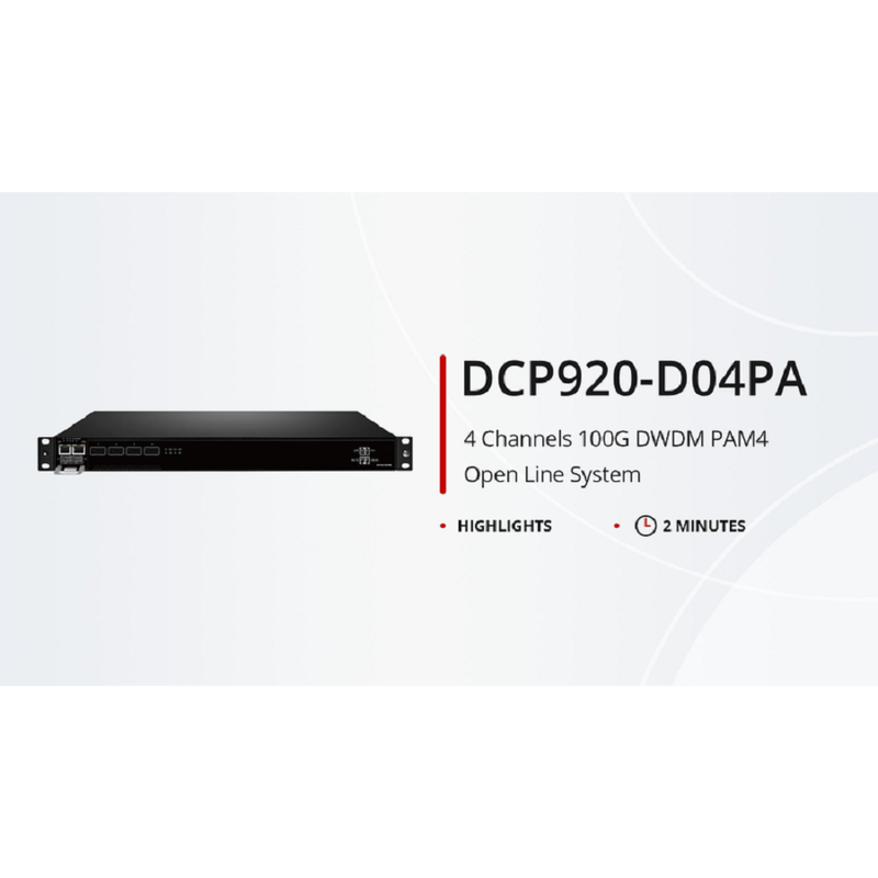 SFPS DCP920-D04PA, 4 Channel 100G DWDM PAM4 Active Multiplexer, C45-C60, 4 x 100G QSFP28, Single Fiber, Side-A, Built-in 100G PAM4 Module, 1U Rack Mount, 0-80km, Support AmpCon-T/Web Network Management SFPS