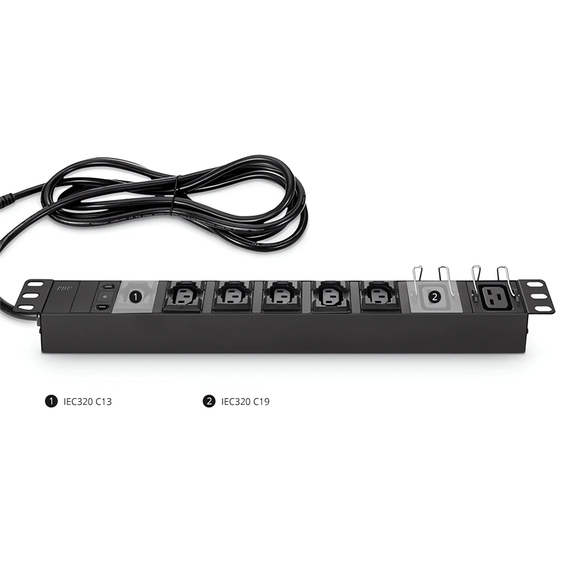 SFPS 1.92kW Single-Phase 16A/120V Basic Rack PDU, 6 x C13 & 2 x C19 Outlets, IEC320 C20 Plug, 10ft Cord, 1U Rack-Mount SFPS