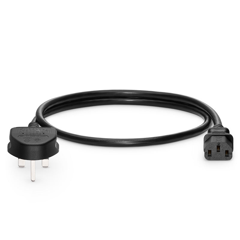 SFPS 6ft (1.8m) BS 1363 to IEC60320 C13 3 x 1.0mmA² 250V/10A Power Cord, Black