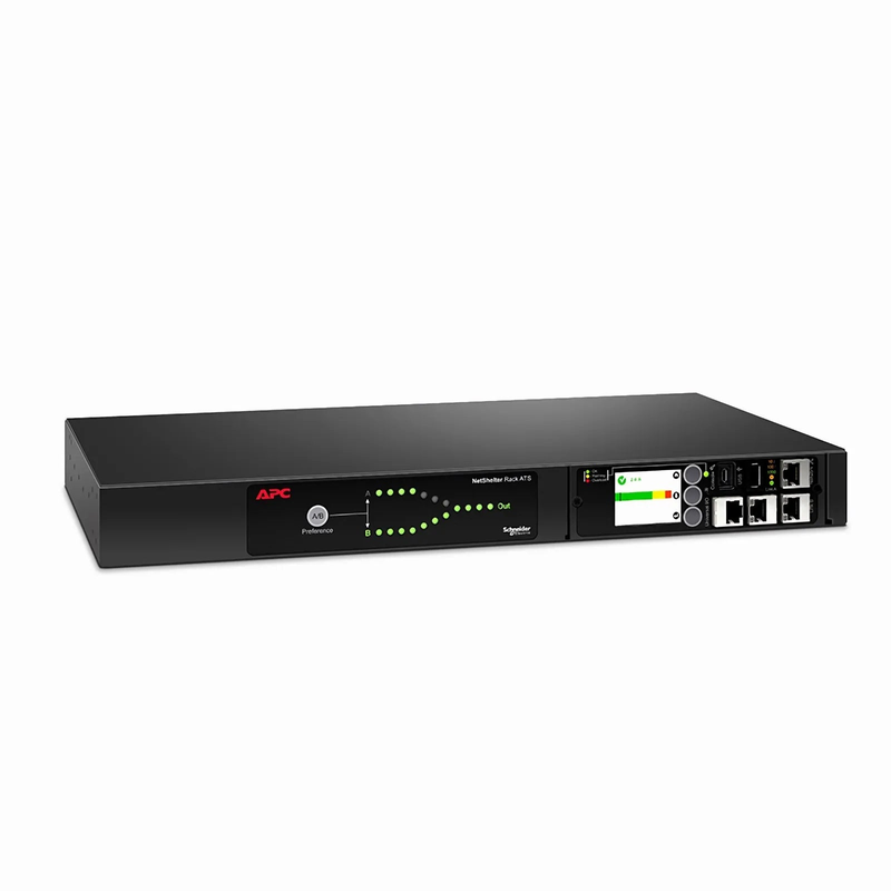 SFPS APCA® NetShelter Rack Automatic Transfer Switch, 1U, 20A, 208V, 2 C20 IN, 8 C13, 1 C19 OUT SFPS
