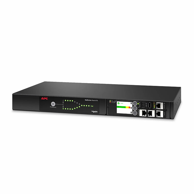 SFPS APCA® NetShelter Rack Automatic Transfer Switch, 1U, 20A, 208V, 2 C20 IN, 8 C13, 1 C19 OUT SFPS