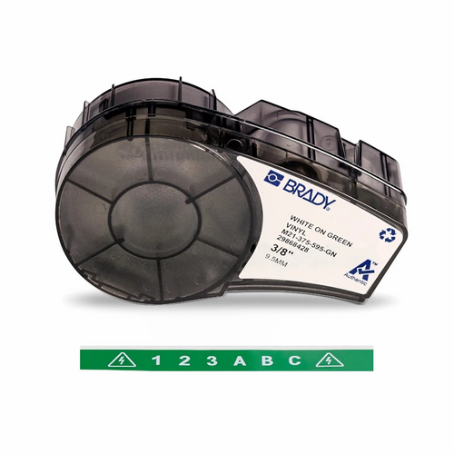 SFPS 0.375in.W x 252in.L Panel/Surface Labels with Ribbon for M210 and M211 Printers, Continuous Label/Cartridge, White on Green SFPS