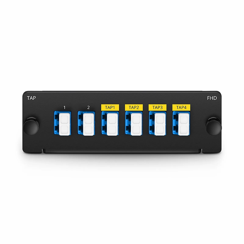 SFPS FHDA Demux LC TAP Cassette, OS2 Single Mode, 2 x LC Duplex Live Ports, 4 x LC Duplex TAP Ports, 50/50 Split Ratio (Live/TAP), 1/10/40/100G SFPS