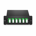 SFPS FHDA LC Splice Cassette with Pigtails, 12 Fibers OS2 Single Mode, 6 x LC APC Duplex (Green), 0.3dB Max. SFPS