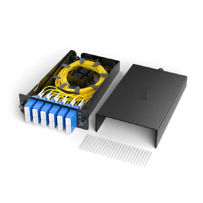SFPS FHDA LC Splice Cassette with Pigtails, 12 Fibers OM4 Multimode, 6 x LC UPC Duplex (Aqua), 0.3dB Max. SFPS