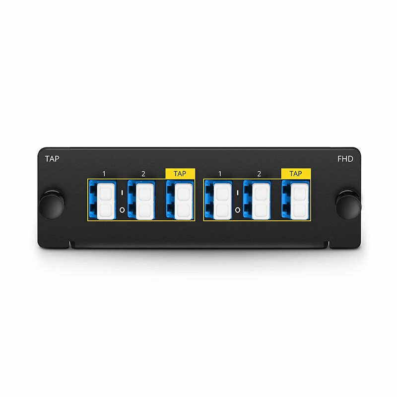 SFPS FHDA LC TAP Cassette, OS2 Single Mode, 4 x LC Duplex Live Ports, 2 x LC Duplex TAP Ports, 50/50 Split Ratio (Live/TAP), 1/10/40/100G SFPS