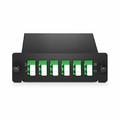 SFPS FHDA LC Splice Cassette with Pigtails, 12 Fibers OS2 Single Mode, 6 x LC APC Duplex (Green), 0.3dB Max. SFPS