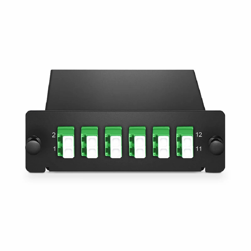 SFPS FHDA LC Splice Cassette with Pigtails, 12 Fibers OS2 Single Mode, 6 x LC APC Duplex (Green), 0.3dB Max. SFPS