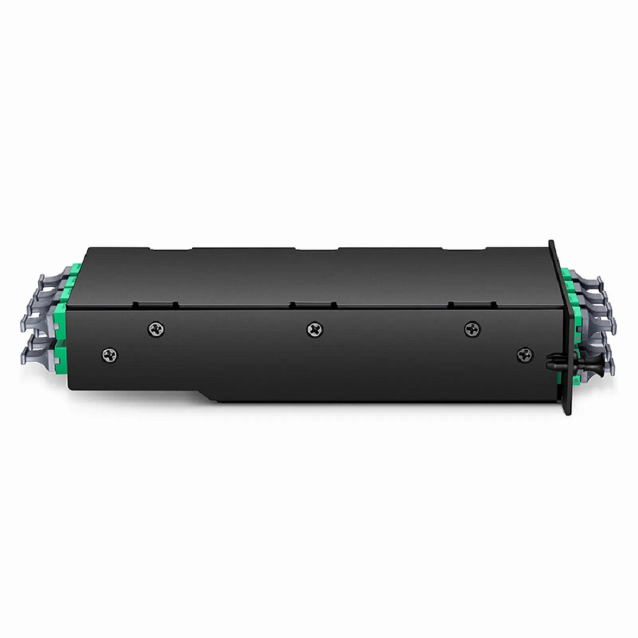 SFPS FHDA 8 x MTP®-8 Mesh Cassette, 64 Fibers OS2 Single Mode, Universal, 8 x 8F MTP® to 8 x 8F MTP® (Green), 0.35dB Max. SFPS