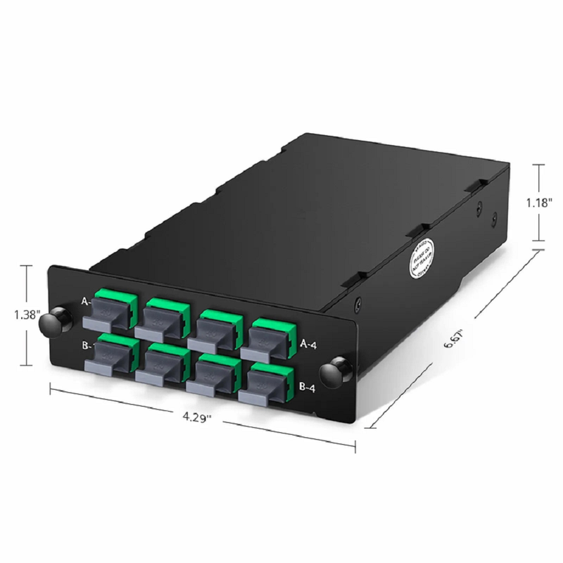 SFPS FHDA 8 x MTP®-8 Mesh Cassette, 64 Fibers OM4 Multimode, Universal, 8 x 8F MTP® to 8 x 8F MTP® (Aqua), 0.35dB Max. SFPS