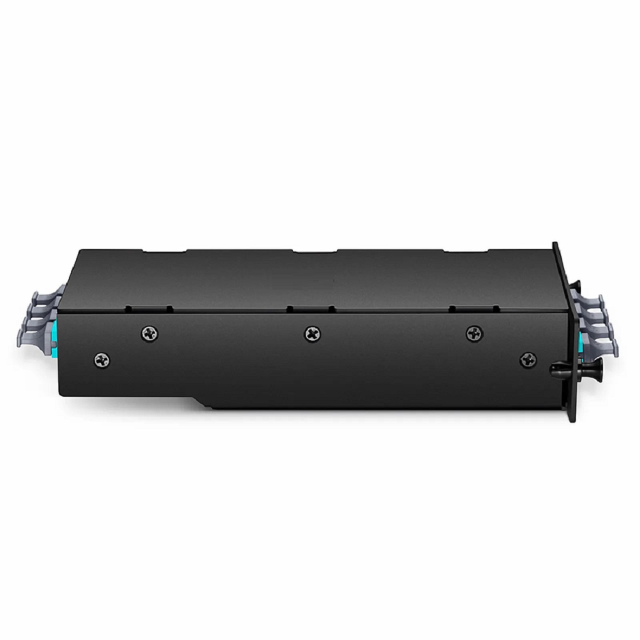 SFPS FHDA 4 x MTP®-8 Mesh Cassette, 32 Fibers OM4 Multimode, Universal, 4 x 8F MTP® to 4 x 8F MTP® (Aqua), 0.35dB Max. SFPS