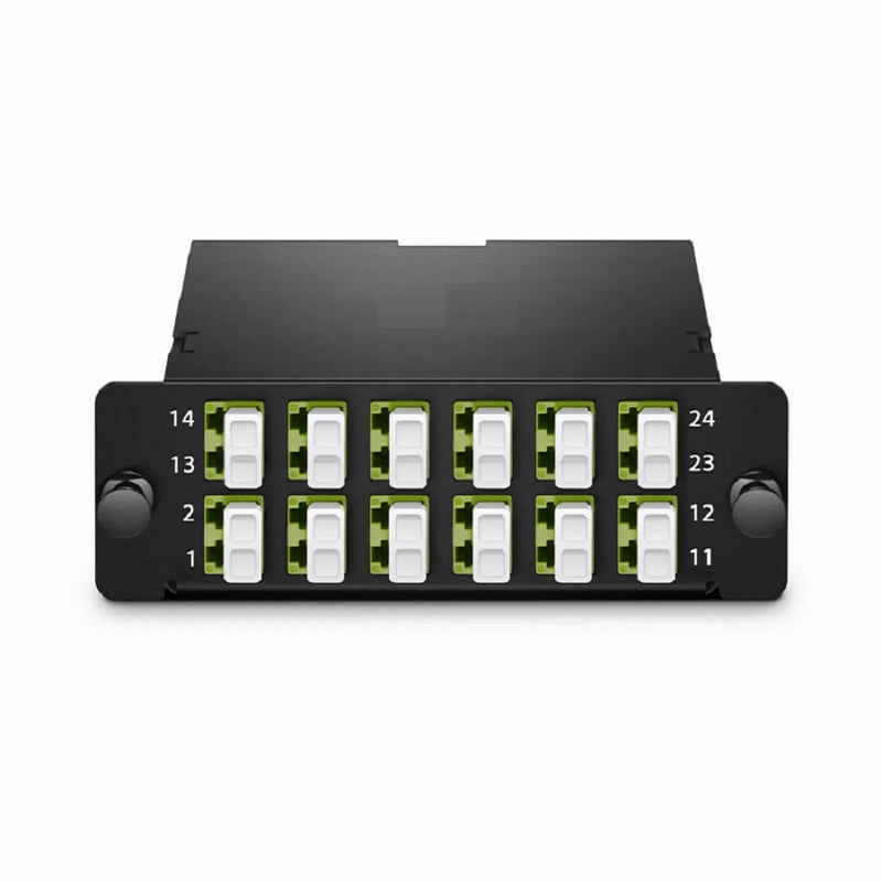 SFPS FHDA MTP®-LC Cassette, OM5 Multimode, Type AF, 24 Fibers, 2 x MTP®-12 (Male) to 12 x LC Duplex, 0.35dB Max. SFPS