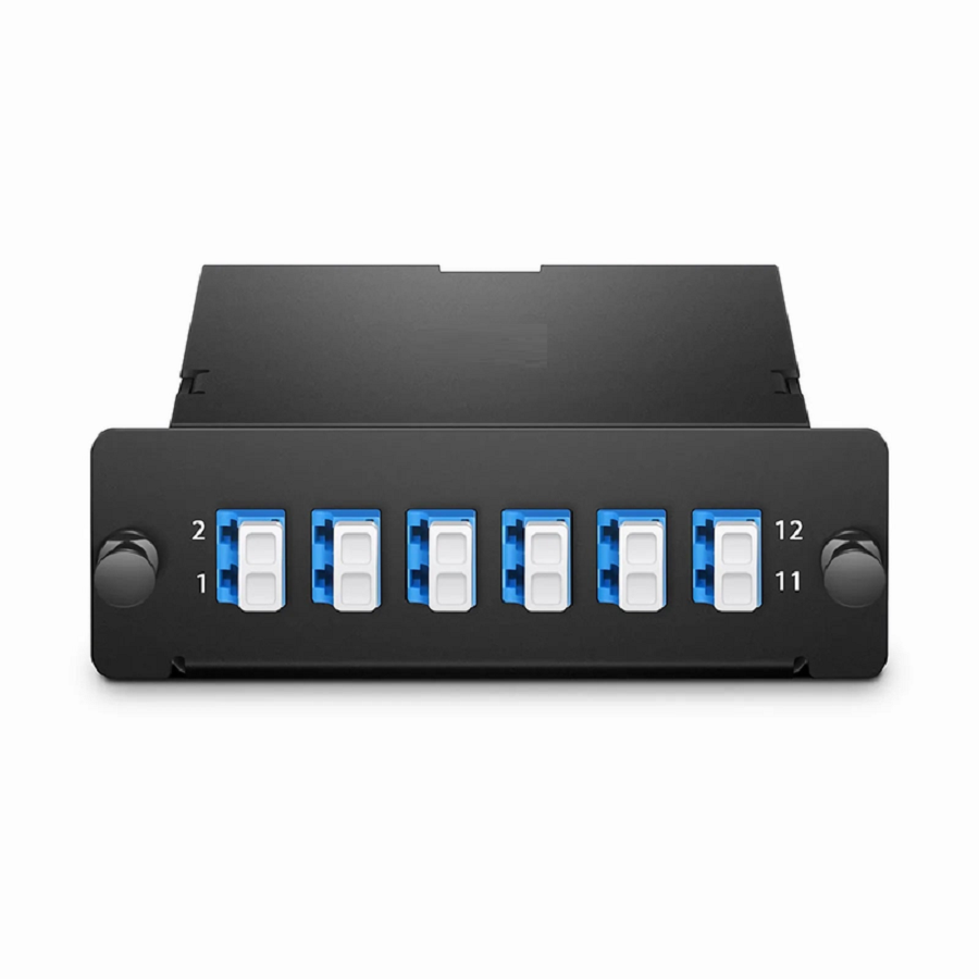 SFPS FHDA MTP®-LC Cassette, OS2 Single Mode, Universal, 12 Fibers, MTP®-12 (Male) to 6 x LC Duplex (Blue), 0.35dB Max. SFPS