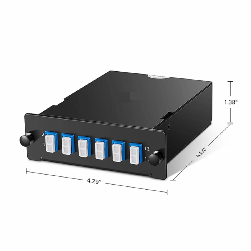 SFPS FHDA MTP®-LC Cassette, OS2 Single Mode, Type AF, 12 Fibers, MTP®-12 (Male) to 6 x LC Duplex (Blue), 0.35dB Max. SFPS