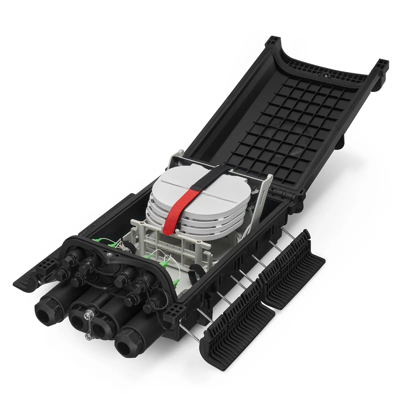 SFPS Fully Pre-Terminated Fiber Distribution Hub Box for Quick ODN, 1 Uncut Port, 2 Branch Ports and 8 SC/APC Hardened Adapters, Mechanical Seal, Supports 1:2/1:4/1:8 Mini Splitters, PP+GF, IP68, Wall/Pole/Aerial Mount, Indoor/Outdoor SFPS