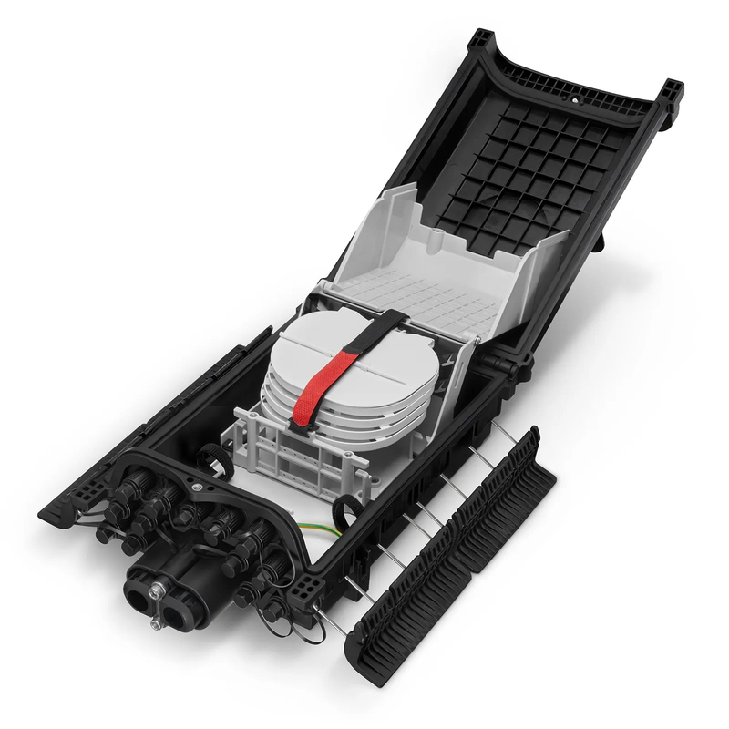 SFPS Fully Pre-Terminated Fiber Distribution Hub Box for Quick ODN, 1 Uncut Port, 13 SC/APC Hardened Adapters, Mechanical Seal, Supports 1:2/1:4/1:8 Mini Splitters, PP+GF, IP68, Wall/Pole/Aerial Mount, Indoor/Outdoor SFPS