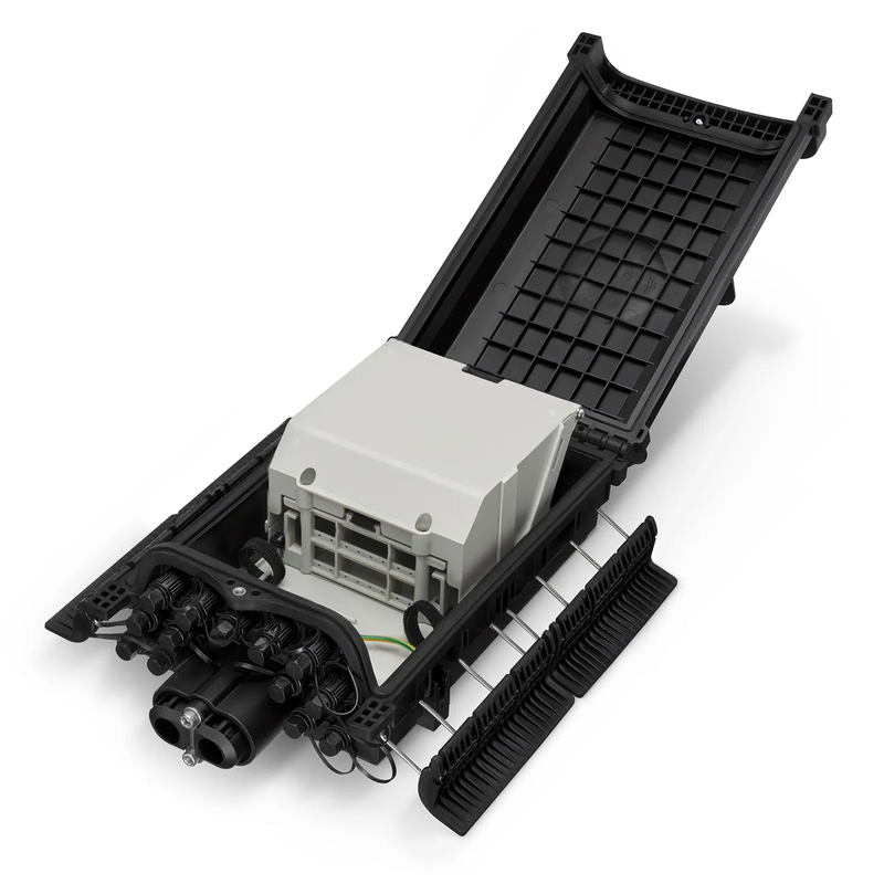 SFPS Fully Pre-Terminated Fiber Distribution Hub Box for Quick ODN, 1 Uncut Port, 13 SC/APC Hardened Adapters, Mechanical Seal, Supports 1:2/1:4/1:8 Mini Splitters, PP+GF, IP68, Wall/Pole/Aerial Mount, Indoor/Outdoor SFPS