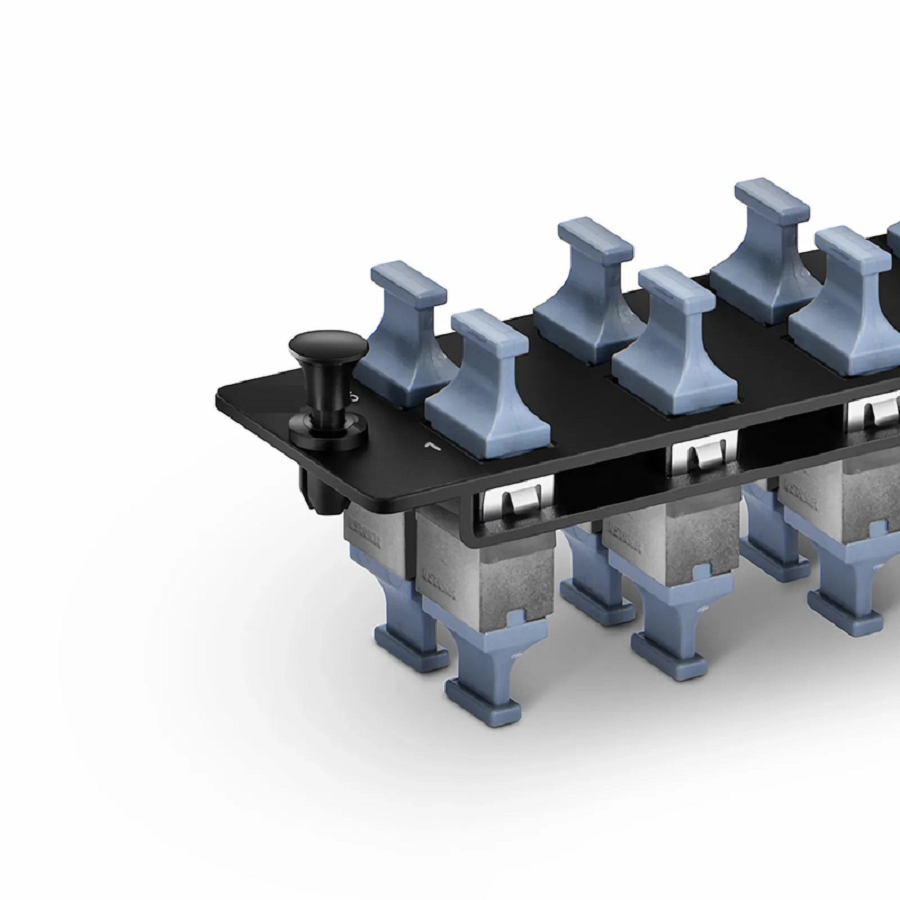 SFPS FHDA Fiber Adapter Panel, OM3/OM4, 8 x MTP®-8/12/24 Key Up to Key Up (Charcoal Gray) Adapter, Type B SFPS