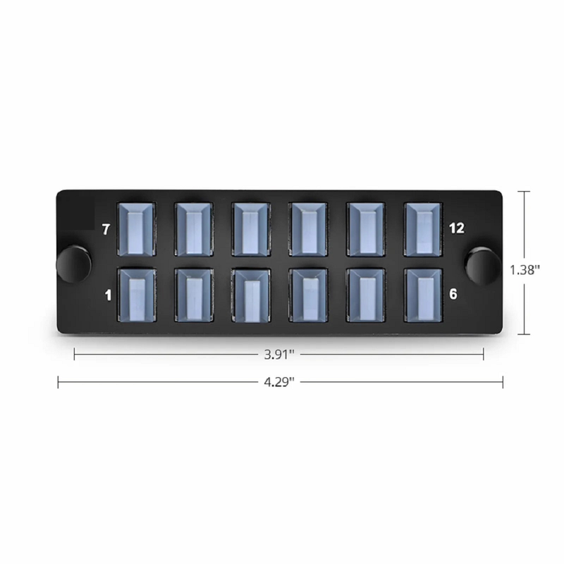 SFPS FHDA Adapter Panel, 12 Fibers OS2 Single Mode, 12 x LSH APC Simplex (Green) Adapter, Ceramic Sleeve SFPS