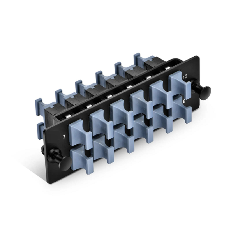 SFPS FHDA Fiber Adapter Panel, 12 Fibers OM4 Multimode, 6 x SC UPC Duplex (Aqua) Adapter, Ceramic Sleeve SFPS