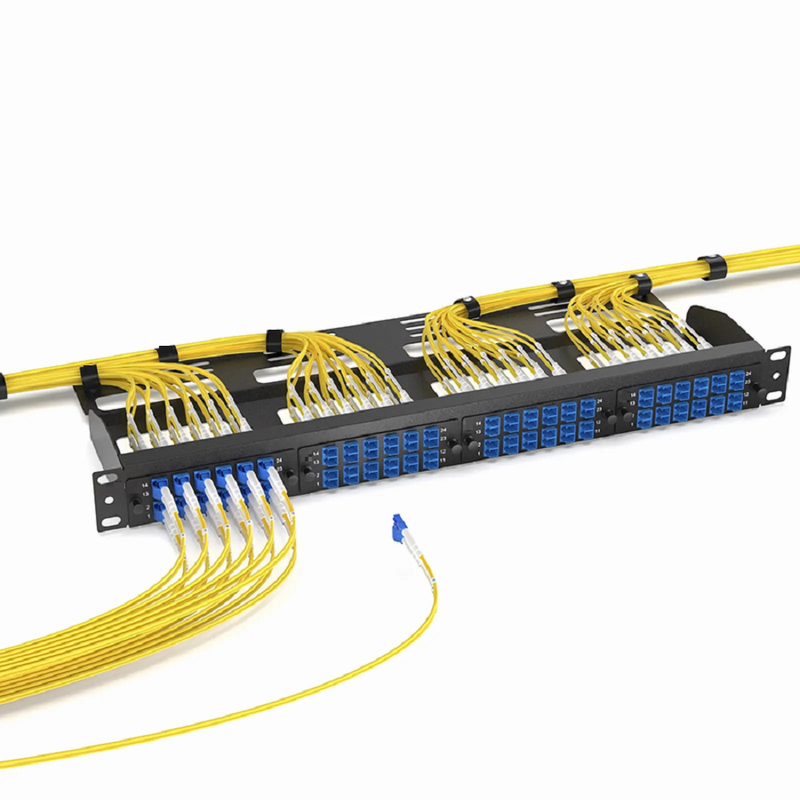 SFPS FHDA Fiber Adapter Panel, 12 Fibers OM4 Multimode, 6 x SC UPC Duplex (Aqua) Adapter, Ceramic Sleeve SFPS