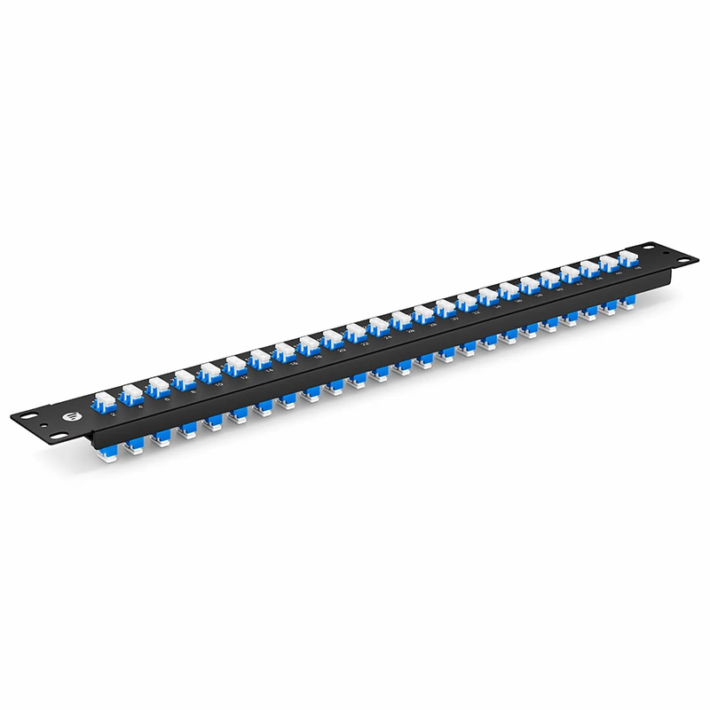 SFPS FHUA 1U 19'' Fiber Adapter Panel, 48 Fibers OS2 Single Mode, 24 x LC UPC Duplex (Blue) Adapter, Ceramic Sleeve SFPS