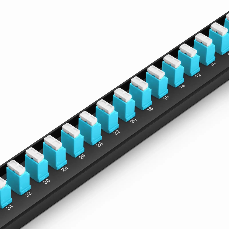 SFPS FHUA 1U 19'' Fiber Adapter Panel, 48 Fibers OM4 Multimode, 24 x LC UPC Duplex (Aqua) Adapter, Ceramic Sleeve SFPS