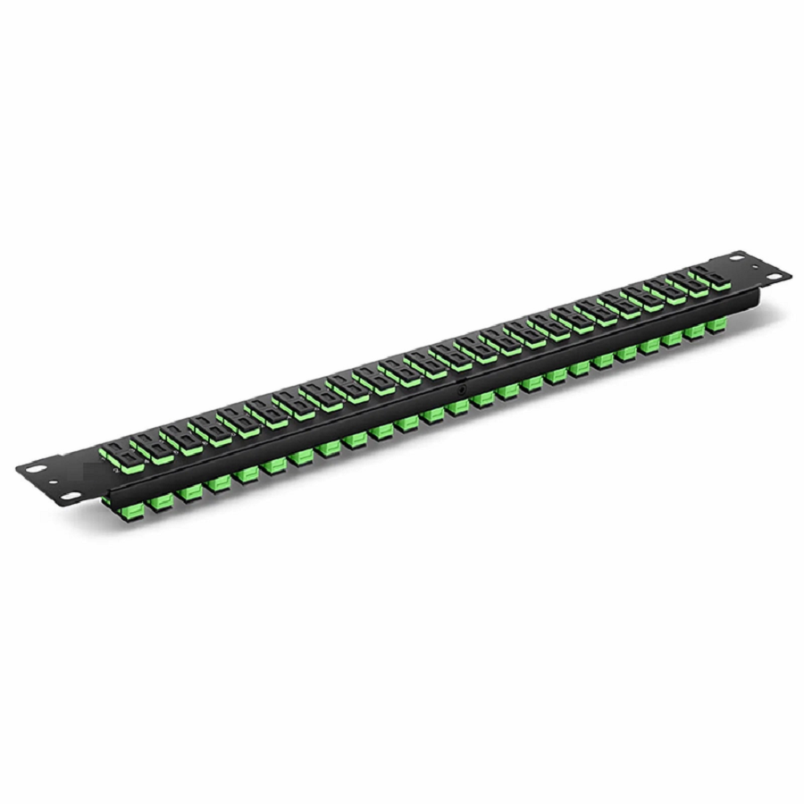 SFPS FHUA 1U 19'' Fiber Adapter Panel, 48 Fibers OS2 Single Mode, 24 x SC APC Duplex (Green) Adapter, Ceramic Sleeve SFPS