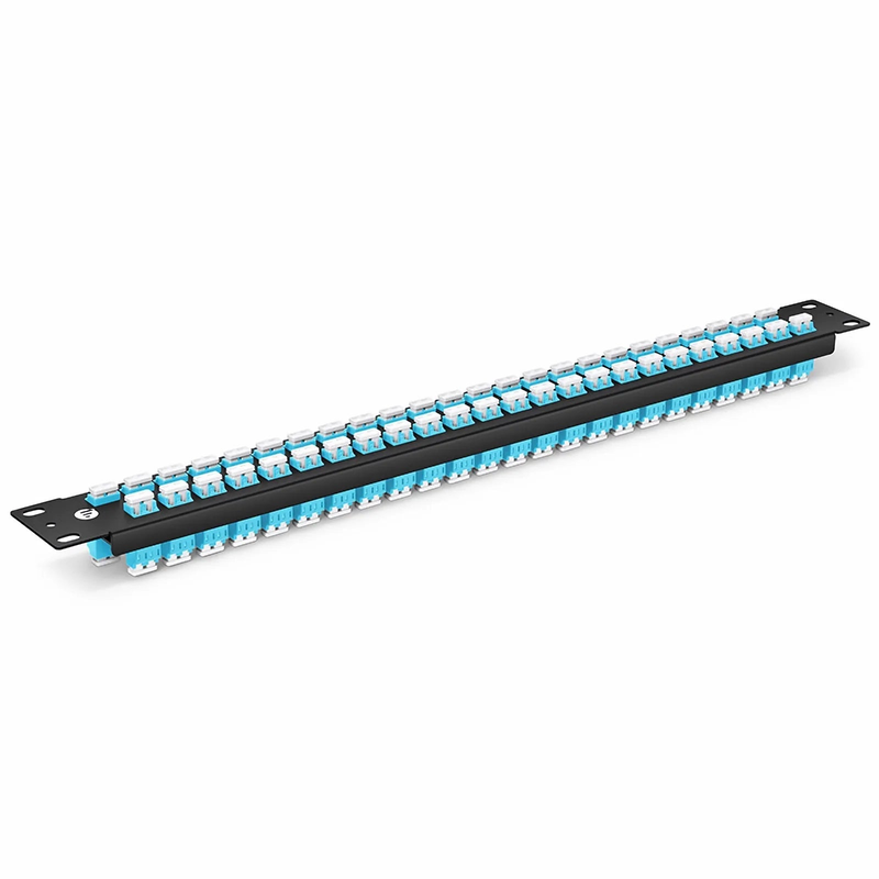 SFPS FHUA 1U 19'' Fiber Adapter Panel, 96 Fibers OM4 Multimode, 48 x LC UPC Duplex (Aqua) Adapter, Ceramic Sleeve SFPS
