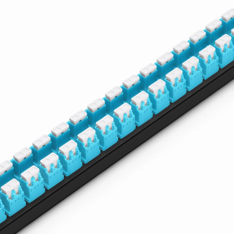 SFPS FHUA 1U 19'' Fiber Adapter Panel, 96 Fibers OM4 Multimode, 48 x LC UPC Duplex (Aqua) Adapter, Ceramic Sleeve SFPS