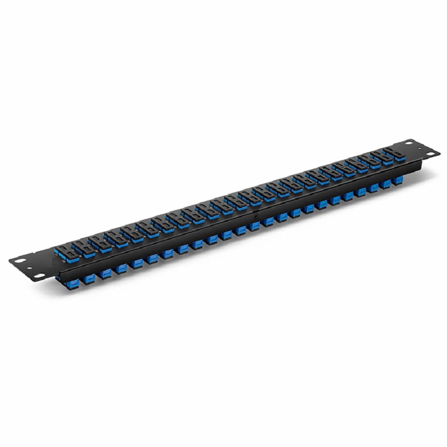 SFPS FHUA 1U 19'' Fiber Adapter Panel, 48 Fibers OS2 Single Mode, 24 x SC UPC Duplex (Blue) Adapter, Ceramic Sleeve SFPS