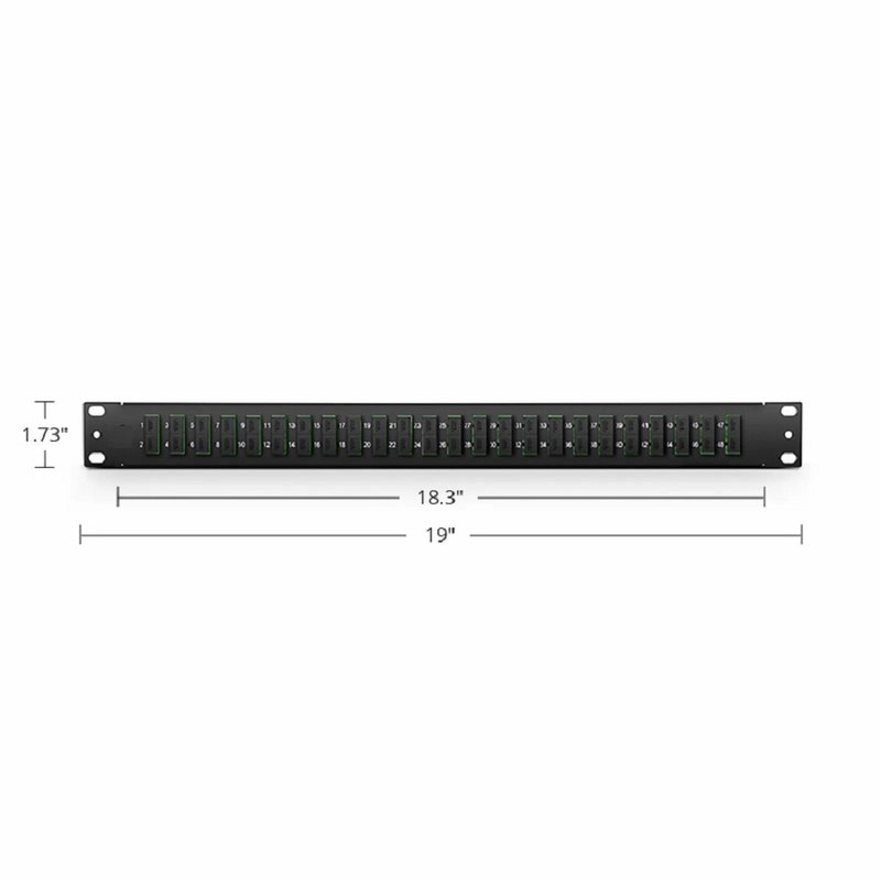 SFPS FHUA 1U 19'' Fiber Adapter Panel, 48 Fibers OS2 Single Mode, 24 x SC UPC Duplex (Blue) Adapter, Ceramic Sleeve SFPS