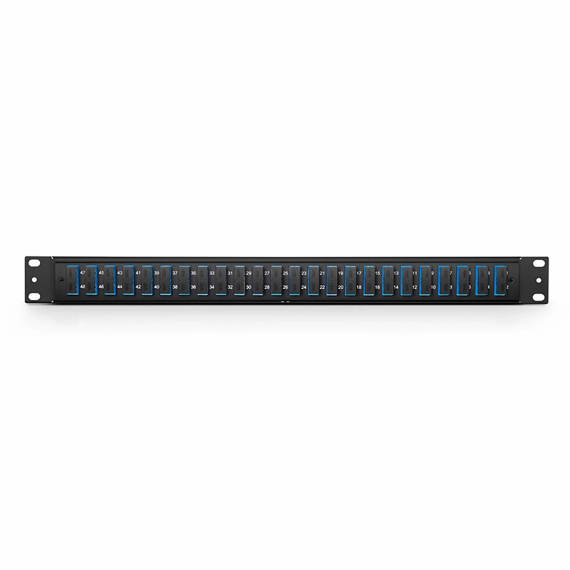 SFPS FHUA 1U 19'' Fiber Adapter Panel, 48 Fibers OS2 Single Mode, 24 x SC UPC Duplex (Blue) Adapter, Ceramic Sleeve SFPS