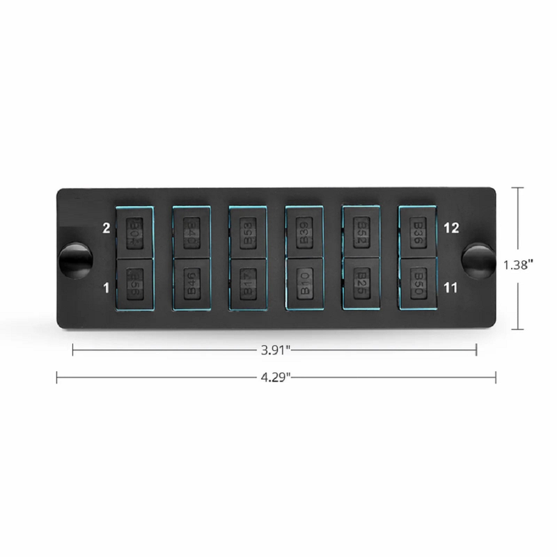 SFPS FHDA Fiber Adapter Panel, 12 Fibers OM4 Multimode, 6 x SC UPC Duplex (Aqua) Adapter, Ceramic Sleeve SFPS