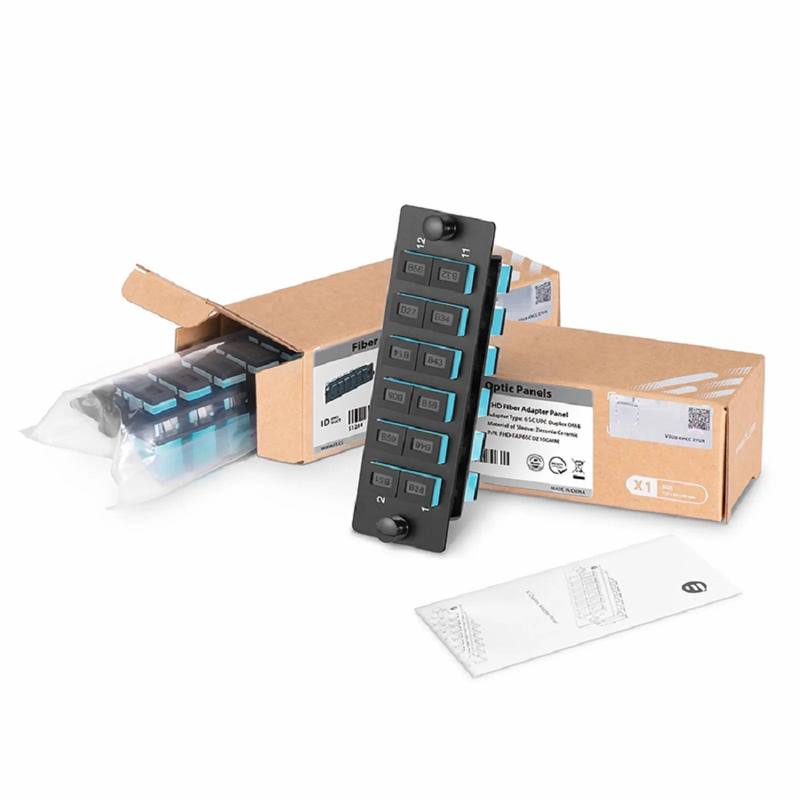 SFPS FHDA Fiber Adapter Panel, 12 Fibers OM4 Multimode, 6 x SC UPC Duplex (Aqua) Adapter, Ceramic Sleeve SFPS