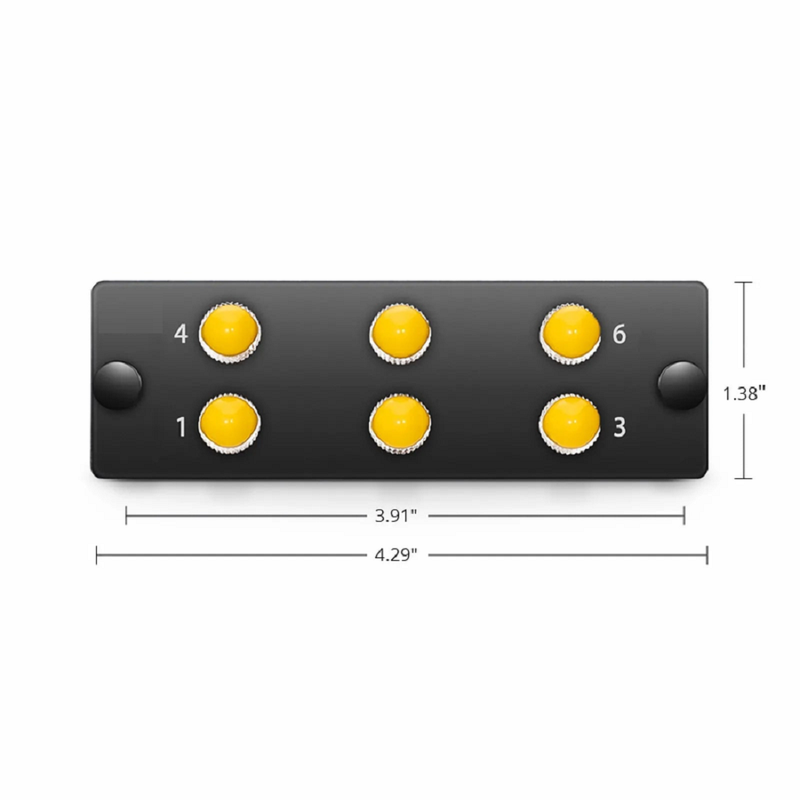 SFPS FHDA Fiber Adapter Panel, 6 Fibers OM3/OM4 Multimode, 6 x ST Simplex (Plated) Adapter, Ceramic Sleeve SFPS
