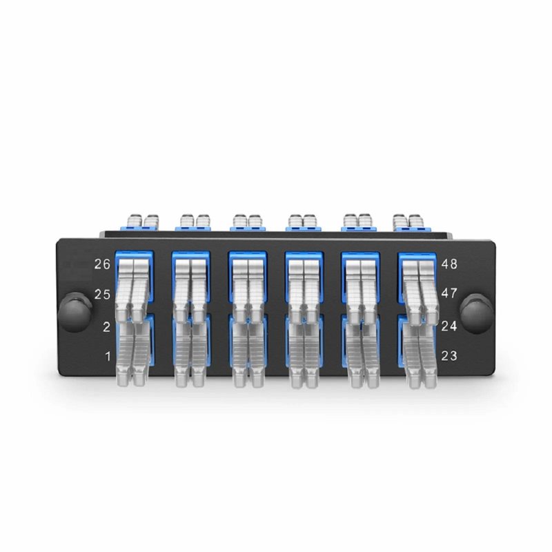 SFPS FHDA Fiber Adapter Panel, 48 Fibers OS2 Single Mode, 12 x MDC UPC 2-Port Duplex (Blue) Adapter, Ceramic Sleeve SFPS