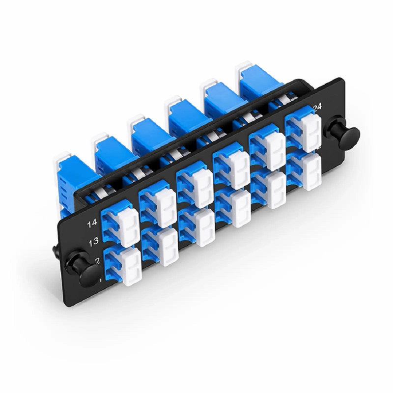 SFPS FHDA Fiber Adapter Panel, 24 Fibers OS2 Single Mode, 12 x LC UPC Duplex (Blue) Adapter, Ceramic Sleeve SFPS