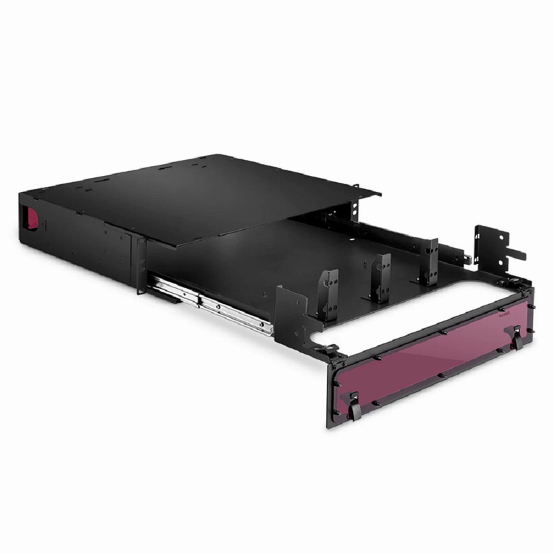 SFPS FHDA High Density 2U Rack Mount Enclosure Unloaded, Sliding Drawer, Holds up to 8 x FHDA Cassettes, Panels or Splice Trays, 288 Fibers (LC) SFPS