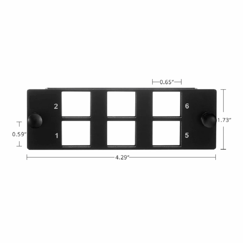 SFPS FHDA 6-Port Multimedia Copper/Fiber Modular Panel with 6 x Plastic Clips SFPS