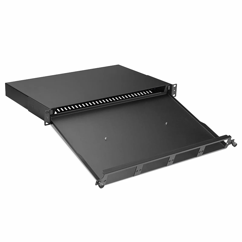 SFPS FHDA High Density 1U Rack Mount Enclosure Unloaded, Sliding and Tilt-down Drawer, Holds up to 4 x FHDA Cassettes, Panels, or Splice Trays, 144 Fibers (LC) SFPS